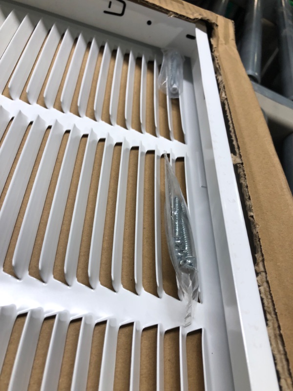 Photo 4 of 26" x 16" Return Air Grille - Sidewall and Ceiling - HVAC Vent Duct Cover Diffuser - White [Outer Dimensions: 27.75w X 17.75"h] 26" x 16" White