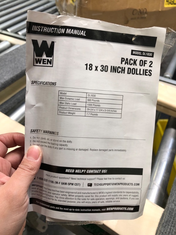 Photo 3 of **BASE ONLY** WEN 1320 lbs. Capacity 18 in. x 30 in. Hardwood Furniture Moving Dolly, Two Pack 2-Pack (660-pound capacity per dolly) Movers Dolly