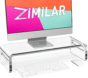 Photo 1 of Zimilar 20 inch Large Acrylic Monitor Stand Riser, Crystal Clear Monitor Riser, Acrylic Computer Stand Riser with Keyboard Storage for Computer, Laptop, PC,iMac