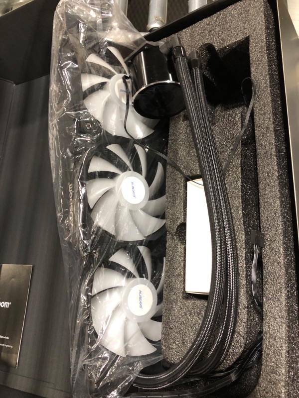Photo 1 of AUSDOM 360mm AIO CPU Liquid Cooler for Desketop - 2.1" LCD Display for Performance Metrics, High-Performance Pump, 3 x 120P ARGB Fans, Compatible with Intel & AMD - Black