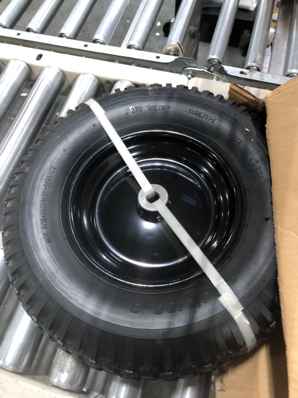 Photo 2 of 4.80/4.00-8" Pneumatic Tire and Wheel Assy,2PR (Air Filled)- 5/8"or 3/4" Powdered Metal bushings and 3"or 6"Center Hub, for Wheelbarrows,Garden and Utility Carts,Trolleys,Wagon and More