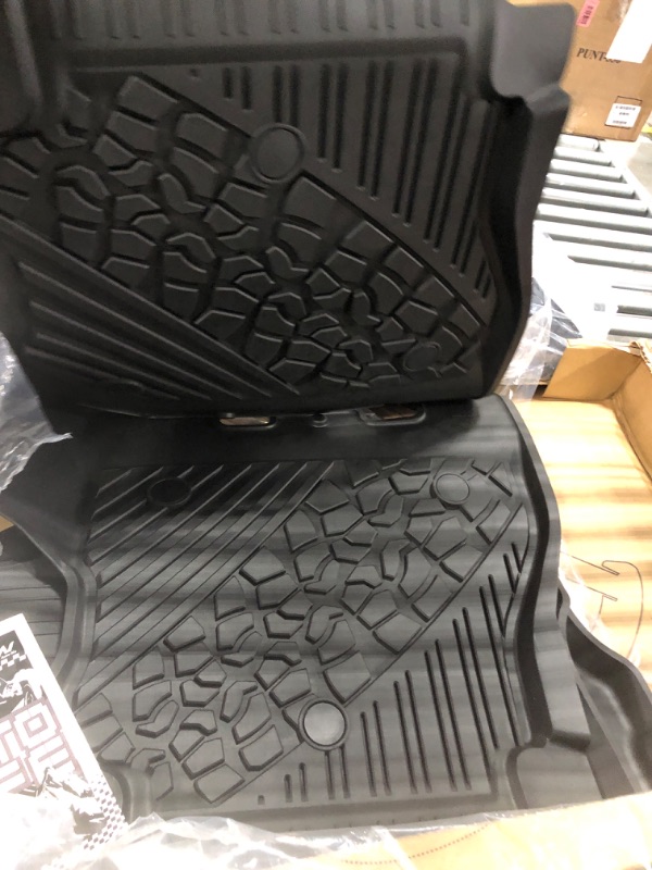 Photo 4 of 3W Floor Mats&Cargo Liner Compatible for Jeep Wrangler JL 2018-2023 Unlimited 4-Door with Subwoofer (Non JK or 4XE) All-Weather TPE Floor Liner for 1st, 2nd Row and Trunk Full Set Car Mats,Black Floor Mats & Cargo Liner for Trunk with Subwoofer