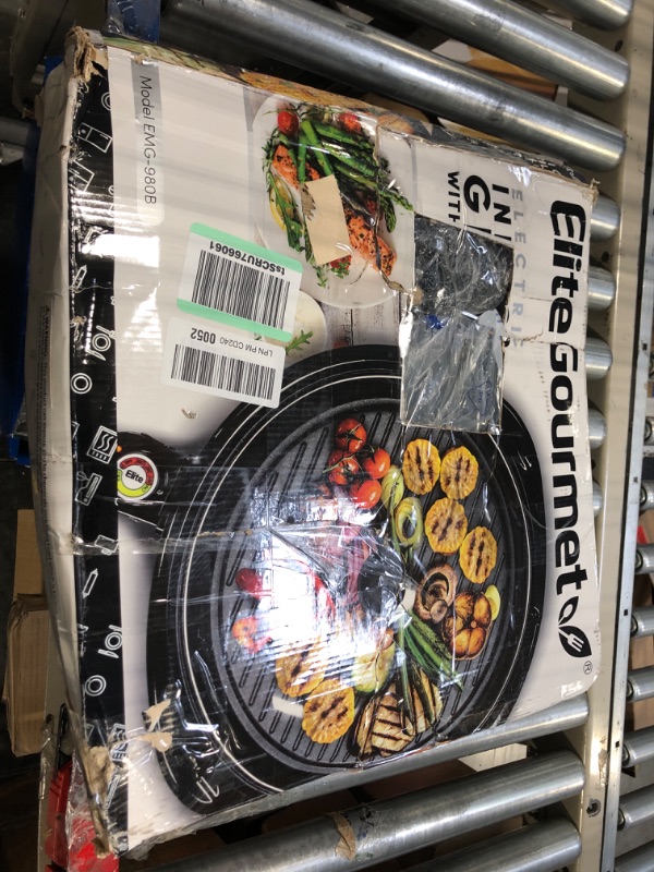 Photo 2 of ***very damage box*** Elite Gourmet 14" Electric Indoor Grill, Black