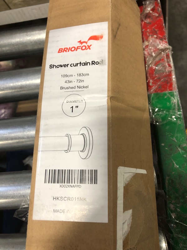 Photo 3 of ***damage box*** BRIOFOX Industrial Shower Curtain Rod - Never Rust Non-Slip 43-72 Inch 304 Stainless Steel, Brushed Nickel 43-72 Inch Brushed Nickel