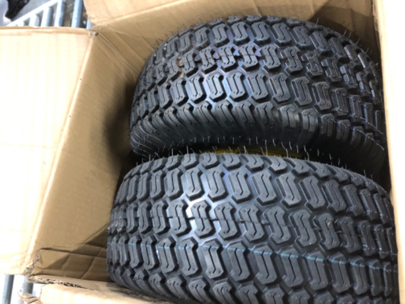 Photo 1 of 15x6.00-6" Front Tire Assembly Replacement for 100 and 300 Series John Deere Riding Mowers - 2 pack