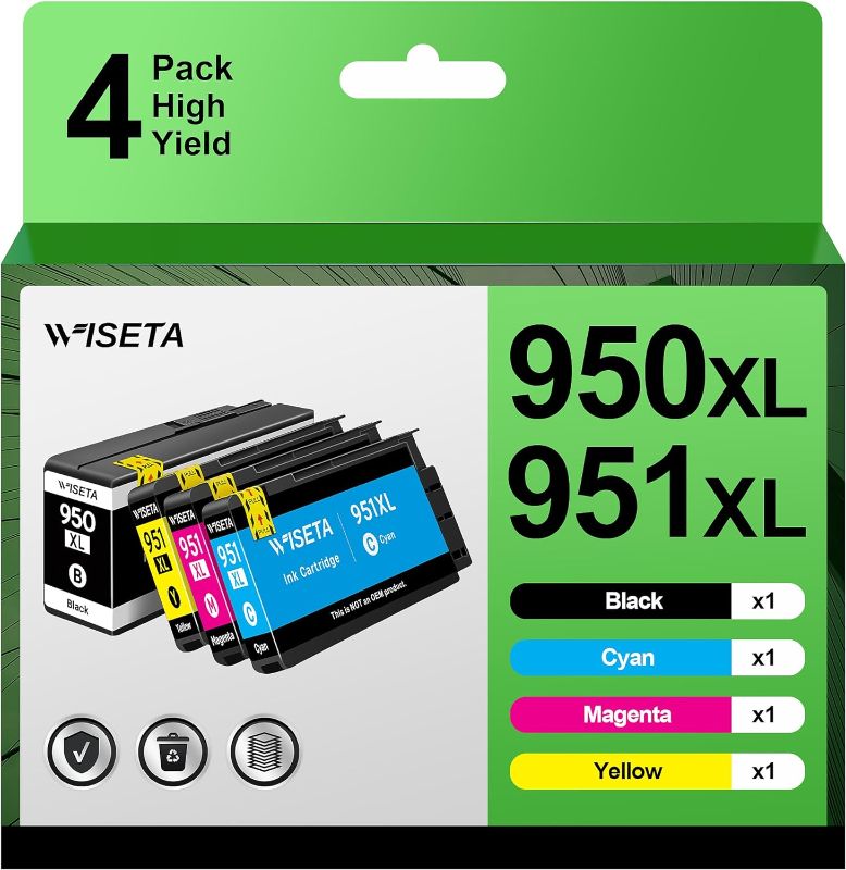 Photo 1 of 950XL 951XL Ink Cartridges Combo Pack Compatible Ink Cartridge Replacement for HP 950 951 XL for OfficeJet Pro 8100 8600 8610 8615 8625 8640 251DW 276DW 271DW (2 Black, 1 Cyan, 1 Magenta, 1 Yellow)
