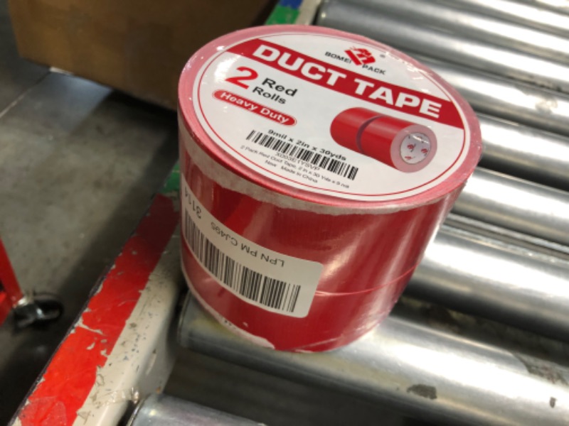 Photo 1 of 2 Pack Red Duct Tape Heavy Duty,9 Mil Thickness,2 Inches x 30 Yards,Strong Industrial Strength,Flexible,No Residue,Waterproof and Tear by Hand,Multi-Use for Indoor & Outdoor Repairs