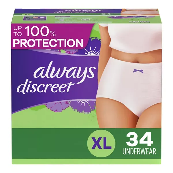 Photo 1 of *Similar Item* Always Discreet Adult Postpartum Incontinence Underwear for Women - Maximum Protection - 32 PACK