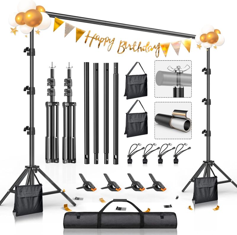 Photo 1 of BEIYANG Photo Video Studio 8.5 x 10 FT, Adjustable Backdrop Stand System Kit with Carry Bag for Wedding Party Stage Decoration 8.5*10FT