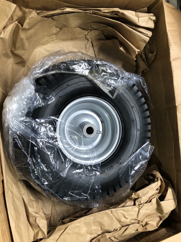 Photo 1 of 15x6.00-6 Lawn Mower Tire and Wheel Front Tire Compatible with John Deere Craftsman Husqvarna Riding Mowers Lawn Tractors
