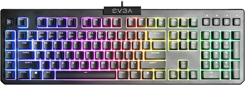 Photo 1 of EVGA Z12 RGB Gaming Keyboard, RGB Backlit LED, 5 Programmable Macro Keys, Dedicated Media Keys, Water Resistant, Spanish, 834-W0-12SP-K2