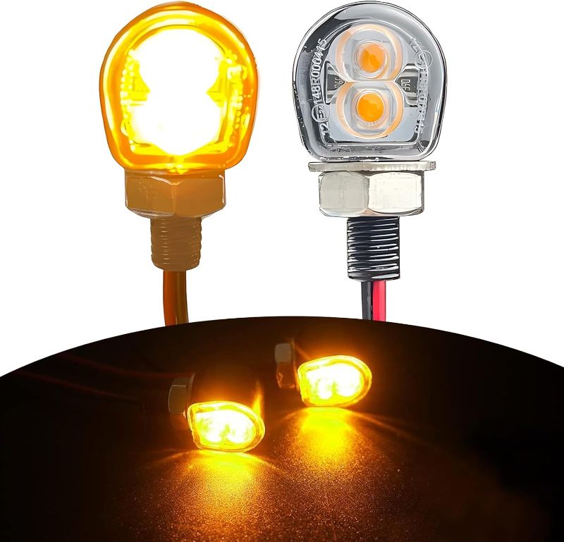 Photo 1 of 2 PCS Car LED Turn Signal, DC 12V Alloy Shell PC Lampshade Daytime Direction Light with Positive Negative Wiring, Automotive Lighting Accessories, Suitable for Most Cars and Motorcycles (Black)