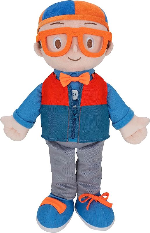 Photo 1 of Blippi Get Ready and Play Plush - 20-inch Dress Up Plush with Sounds, Teaches Children to Tie Shoes, Button Shirts, Snap Suspenders, Zip Vest-Jacket, Roll Sleeves and Socks and More - Amazon Exclusive
