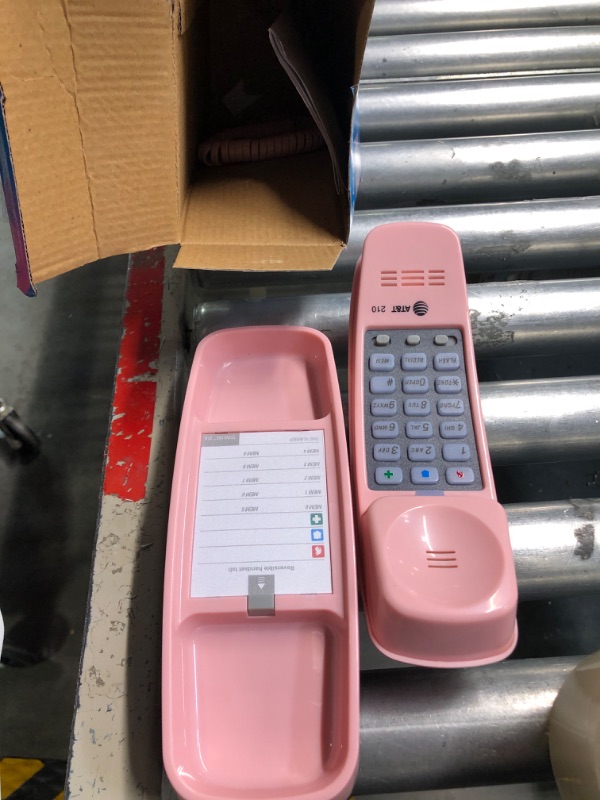 Photo 3 of AT&T TRIMLINE 210 Corded Home Phone, No AC Power Required, Improved Easy-wall-mount, Lighted Big Button Keypad, 13 SpeedDial Keys, Last Number Redial, Mute, Flash, Volume Control, Princess Phone, PINK Pink Phone