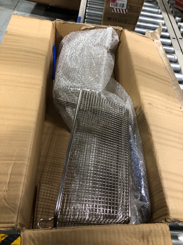 Photo 1 of 2PCS Deep Fryer Basket With Non-Slip Handle Heavy Duty Nickel Plated Iron Construction 13 1/4" x 6 1/2" x 6" Commercial Use