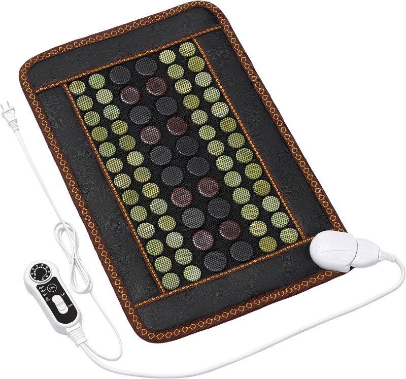 Photo 1 of Far Infrared Heating Pad, Natural Jade and 2 Different Tourmaline Heating Pad, Electric Heating Pads for Back Pain Relief and Cramps, Auto Shut Off Function (23.6" X 15.7")