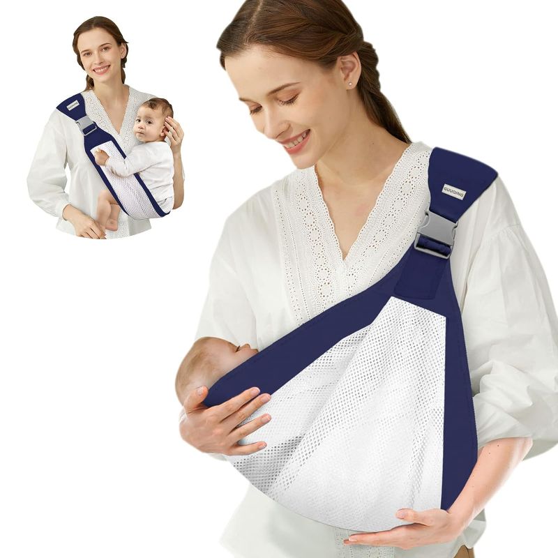 Photo 1 of Adjustable Baby Sling Carrier for Newborn, Breathable Mesh One Shoulder Baby Holder Carrier, Baby Slings for Toddler Up to 45lbs (Dark Blue)