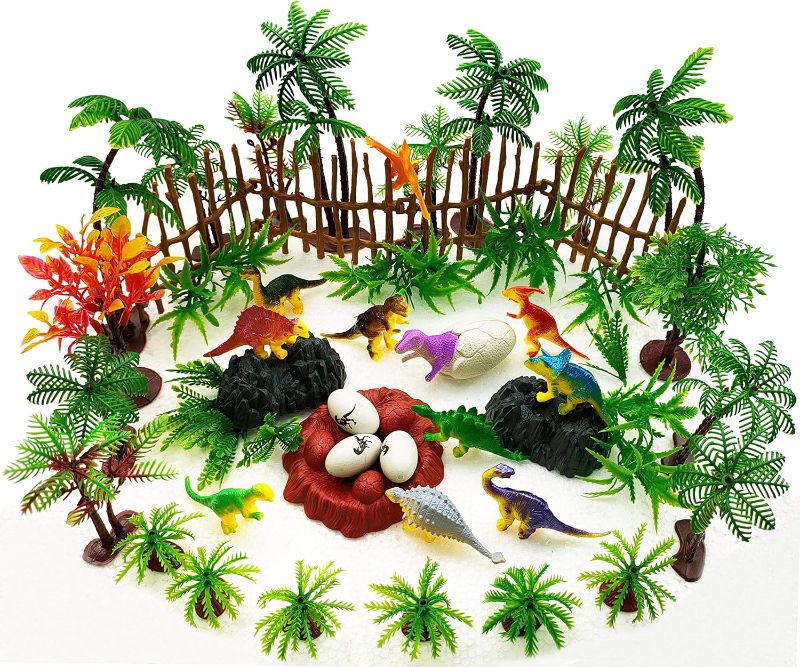 Photo 1 of 56 Pcs Trees Cake Decorations,Dinosaurs Toys Set, Dinosaurs Cake Decorations Model Trees Ho Scale Trees, Kids Dinosaurs Toys Set for Boys and Girls Woodland Scenics or Cake Topper