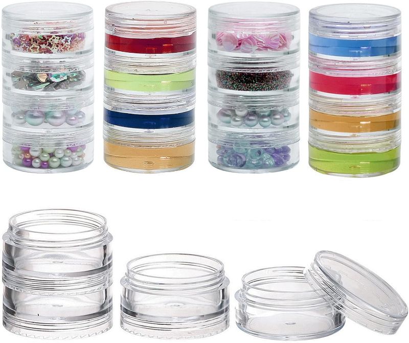 Photo 1 of 5 Set (20 Pieces) Stackable Cosmetic Containers with Screw Lids and Labels?10 Grams Clear Plastic Empty Jars Small Makeup Sample Containers for Beauty Products