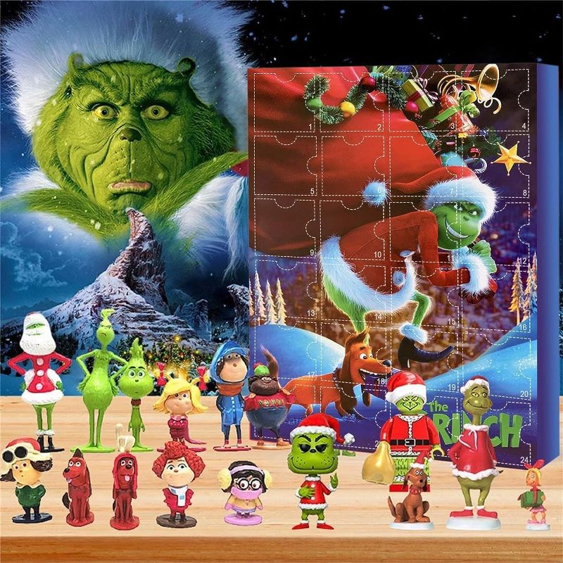 Photo 1 of 24 Days of Christmas Advent Calendar Box, Kids Adult Christmas Countdown Calendar, 24 Cute Cartoon Elf Dolls Christmas Holiday Stocking Stuffer Gift Ideas (Black)