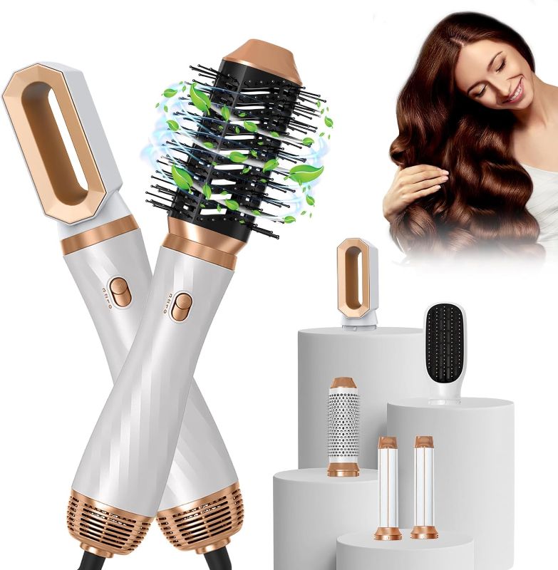 Photo 1 of Yitrust 1000W Hair Dryer Brush, 6-in-1 Styling Tool with ALCI Safety Plug, White