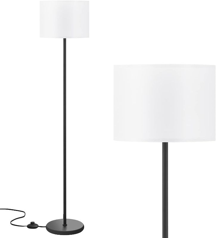 Photo 1 of LED Floor Lamp Simple Design, Modern Floor Lamp with Shade, Tall Lamps for Living Room Bedroom Office Dining Room Kitchen, Black Pole Lamp with Foot Switch(Without Bulb)