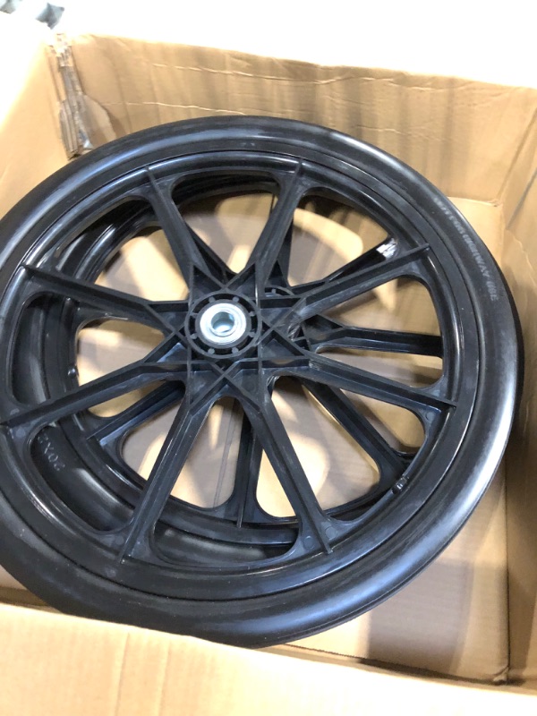 Photo 4 of 2 Pcs 20" PU Flat Free Tire Non-inflated Tires and Wheels, 20x2 Inch Wheel with 3/4" Bearing, 2.44" Centered Hub for Wheelbarrow, Carts, Garden Trailers