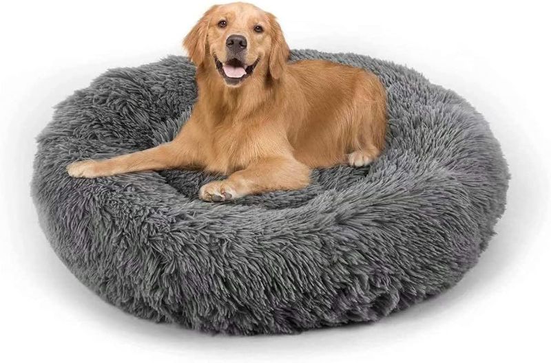 Photo 1 of  Dog Bed Bed,Bean Bag Bed,Washable and Removable Faux Fur Dog Bed for Humans with Blanket & Pillow,Orthopedic Dog Bed,Dark Grey