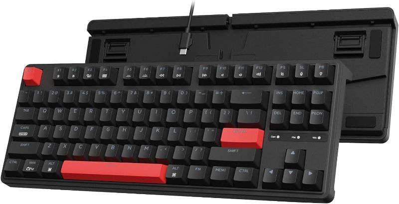 Photo 1 of Keychron C3 Pro QMK/VIA Custom Gaming Keyboard, Programmable 87 Keys Compact TKL Layout Gasket Mount, Red LED Backlight Wired Mechanical Keyboard with Red Switches for Mac/Windows/Linux
