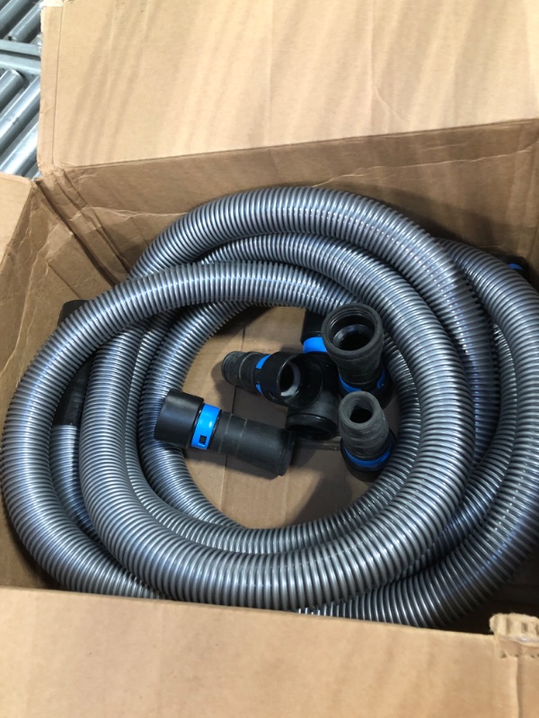 Photo 1 of 16 Ft. Hose for Home and Shop Vacuums with Expanded Multi-Brand Power Tool Adapter Set for Dust Collection, Silver