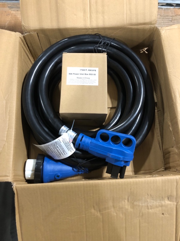 Photo 3 of 50 Amp Generator Cord and Power Inlet Box,50 Amp Generator Cords 25FT,125V/250V Generator Power Cord NEMA14-50P/SS2-50R Twist Lock Connector 25FT Black+Blue