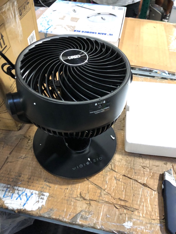 Photo 3 of **USED**FOR PARTS**Dreo Table Fans for Home Bedroom, 9 Inch Quiet Oscillating Floor Fan with Remote, Air Circulator Fan for Whole Room, 70ft Powerful Airflow, 120° Adjustable Tilt, 4 Speeds, 8H Timer Black