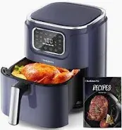 Photo 1 of  Fryer, Beelicious® 5.8QT Large Air Fryers, 8-in-1 Digital Airfryer with Shake Reminder, Flavor-Lock Tech, Dishwasher-Safe & Nonstick, Fit for 2-5 People, Blue Grey