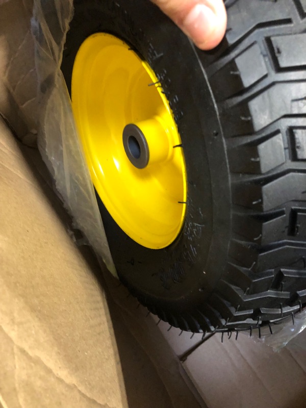 Photo 4 of 13x5.00-6 Tire and Wheel Assembly (2-Pack), Tubeless Lawn Mower Tire with Rim, with 3/4” Bushings and 3” Centered Hub Length