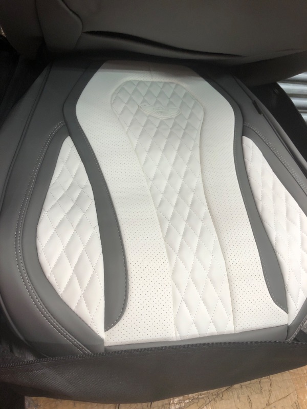 Photo 4 of Coverado Leather Seat Covers Front, 2-Pack Universal Seat Covers for Cars, Waterproof Luxury Leatherette Car Seat Cushions, Car Seats Protectors, Driver Seat Covers Fit for Most Vehicles GaryWhite White FrontPair