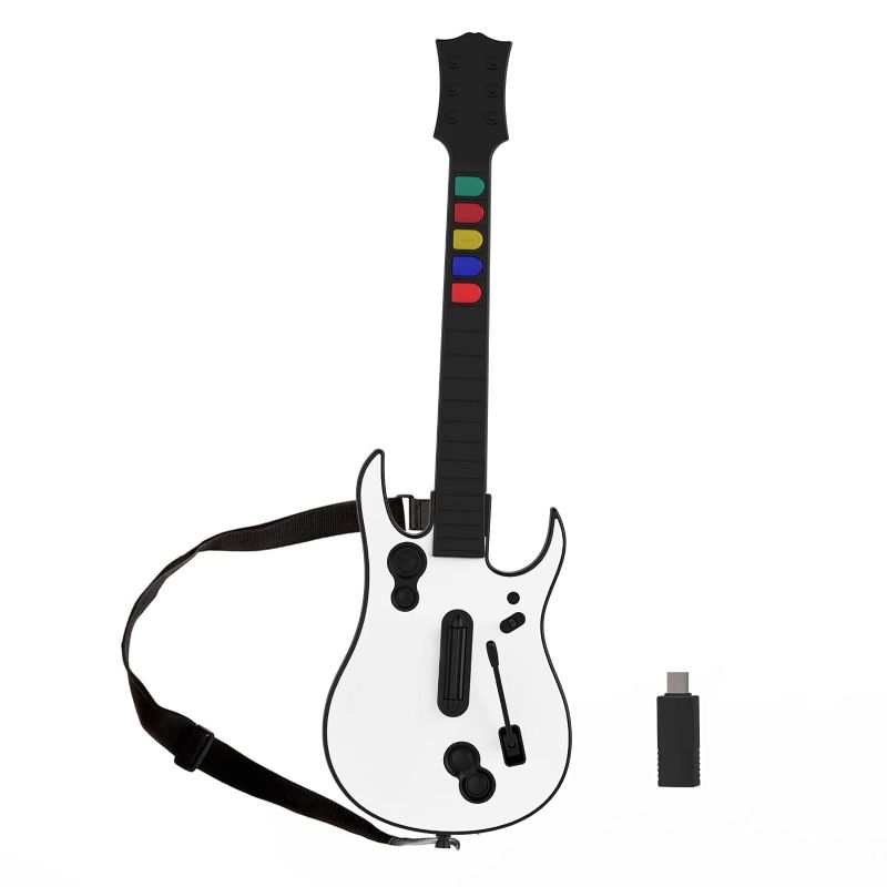 Photo 1 of Guitar Hero Guitar, Wireless PC Guitar Hero Controller for PlayStation 3 PS3 with Dongle for Clone Hero, Rock Band Guitar Hero Games White