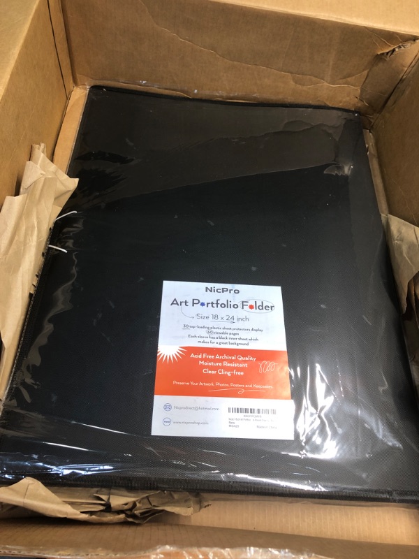 Photo 4 of Nicpro 18x24 Large Art Portfolio Folder, 30 Pockets Display 60 Pages Artist Portfolio Folder with Clear Plastic Sleeves, Presentation Storage Book for Kids & Artists Artwork Dr awing, Painting Black 18x24"