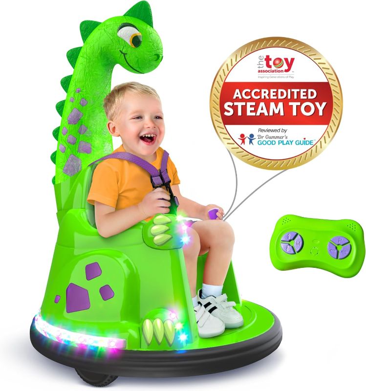 Photo 1 of Bumper Car for Kids, 12V Electric Ride on Toy with Remote Control, LED Lights & Music for Toddlers 1-3, Birthday Gift Ages 1 2 3 4 5 Years Old Boys & Girl, Baby & Children 3-6, Kids Dinosaur Toys