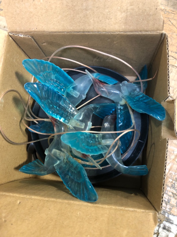 Photo 3 of **USED//SOLD AS PARTS** Hummingbird Solar Wind Chimes, OkayGoo Hummingbird Gift Outdoor Wind Chimes Solar Lights Color Changing Solar Night Lights Gifts for Mom Grandma Memorial Wind Chimes Christmas Decoration blue hummingbird