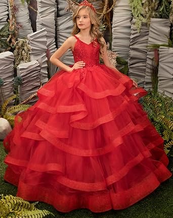 Photo 1 of Junguan Girls' Off The Shoulder Pageant Dresses Tulle Aline Princess Prom Dress Formal Ball Gowns