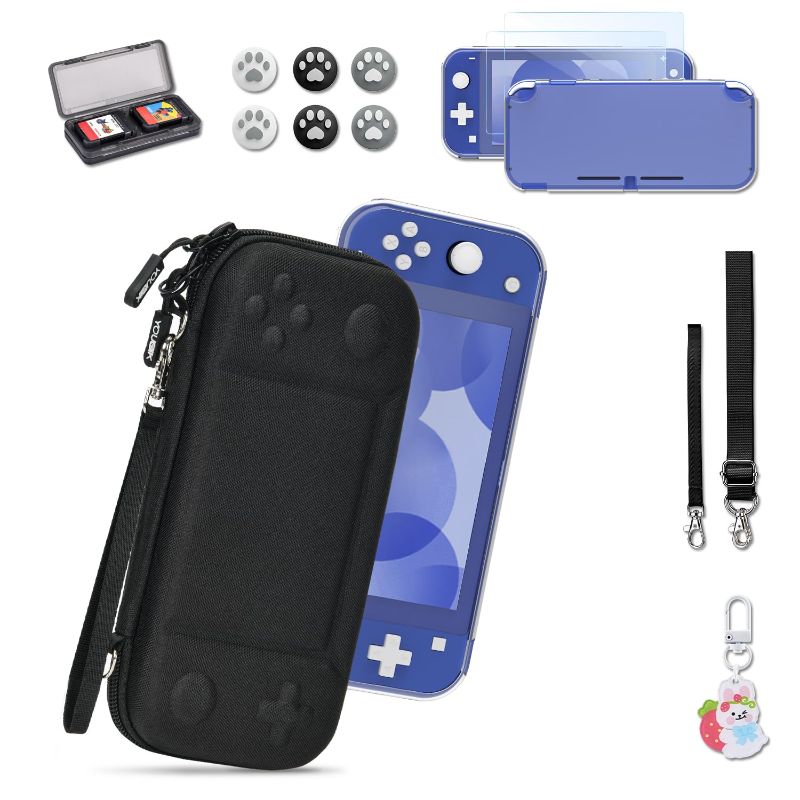 Photo 1 of Younik Switch Lite Case, Black Case for Switch Lite, 14 in 1 Switch Lite Accessories Bundle with Carrying Case, Clear Protective Case, Game Card Case, 2 Screen Protectors, 6 Thumb Grips, Pendant