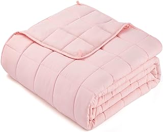 Photo 1 of  Weighted Blanket for Adults (20 lbs, 60” x 80”, Pink) Cooling Heavy Blanket for Sleeping Perfect for 190-210 lbs, Queen Size Breathable Blanket with Premium Glass Bead, Machine Washable