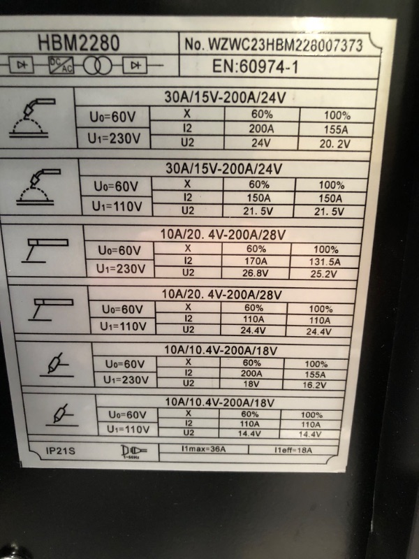 Photo 7 of HZXVOGEN MIG Welder 100V/220V 205Amp Weld Aluminum Welder LCD Display Smart Control IGBT Inverter MIG Stick TIG Mix Gases Gasless Flux Cored Solid Core Wire Welding Machine (Model: HBM2280)