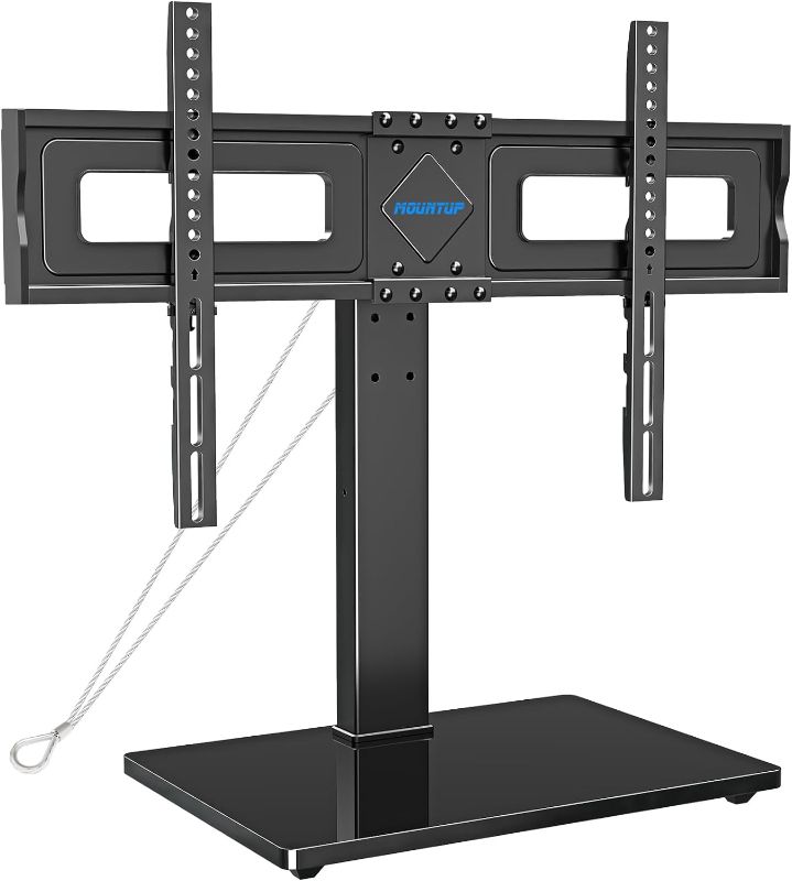 Photo 1 of 
MOUNTUP Universal TV Stand, Table Top TV Stands for 37 to 65, 70, 75 Inch Flat Screen TVs, Height Adjustable, Tilt, Swivel TV Mount with Tempered Glass Base...