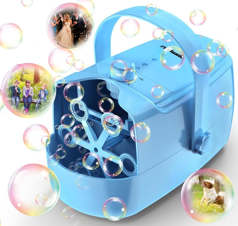 Photo 1 of Bubble Machine Durable Automatic Bubble Blower, 18000+ Big Bubbles Per Minute Bubbles for Kids Toddlers Bubble Maker Operated by Plugin or Batteries Bubble Toys for Indoor Outdoor Birthday Party?Blue?
