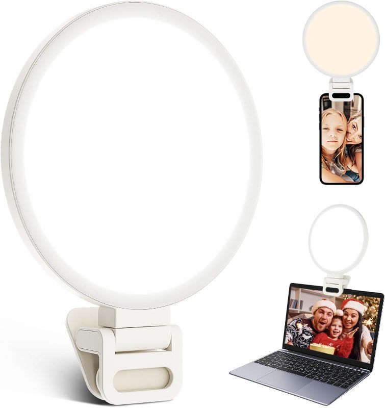 Photo 1 of ACMEZING Upgrade Full-Screen Ring Light 60 LED Side Lighting Clip on Light for Phone iPhone Computer Laptop Monitor, Adjustable Light Modes for Live Streaming, Selfie, Video Conference, Zoom Lighting White