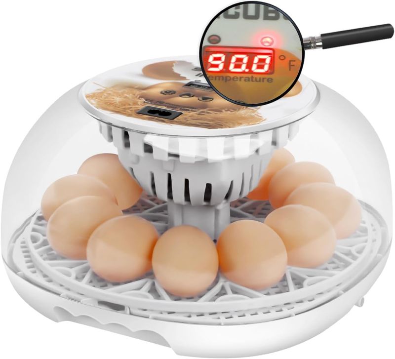 Photo 1 of 12 Egg Incubator with Automatic Egg Turning, Automatic Humidity Refill and Automatic Temperature Control, Incubators for Hatching Eggs with ? Display for Chicken, Duck, Quail and Goose