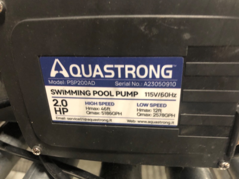 Photo 5 of 
AQUASTRONG 2HP In/Above Ground Pool Pump with Timer, 115V, 8917GPH, High Flow, Powerful Self Primming Swimming Pool Pumps with Filter Basket-B