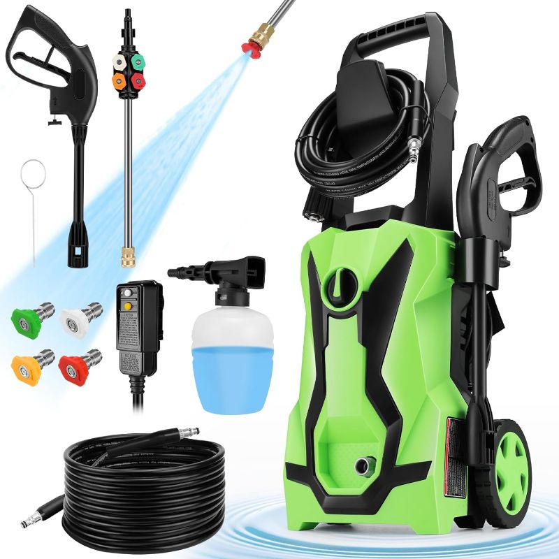 Photo 1 of 3500 Electric Pressure Washer, Professional Electric Pressure Cleaner Machine with 4 Nozzles, 500ml Foam Cannon, 1700W High Power Washer, IPX5 Car Wash Machine/Car/Driveway