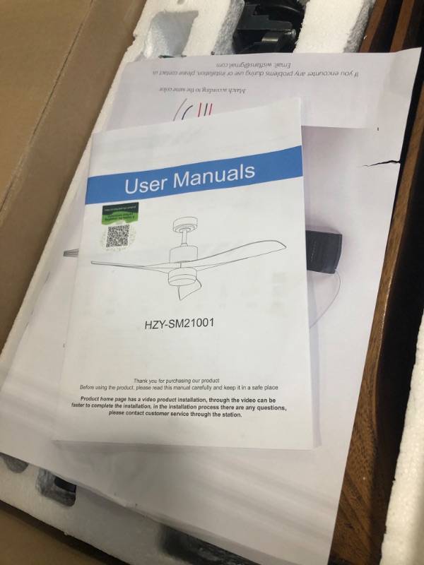 Photo 5 of ****MISSING PIECES//SOLD AS PARTS**** 
Ceiling Fans with Lights and Remote, 52 Inch Outdoor Ceiling Fan for Patios with Light 3 Downrods, 3 Blades Modern Ceiling Fan Noiseless Reversible DC Motor, Wood Ceiling Fan for Farmhouse Home Office